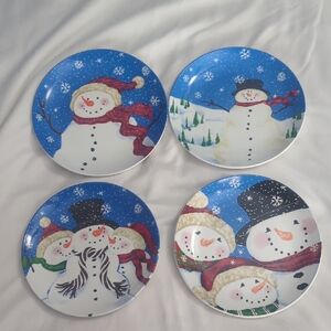 MSI  Ceramic Snowman Plates Set of 4
